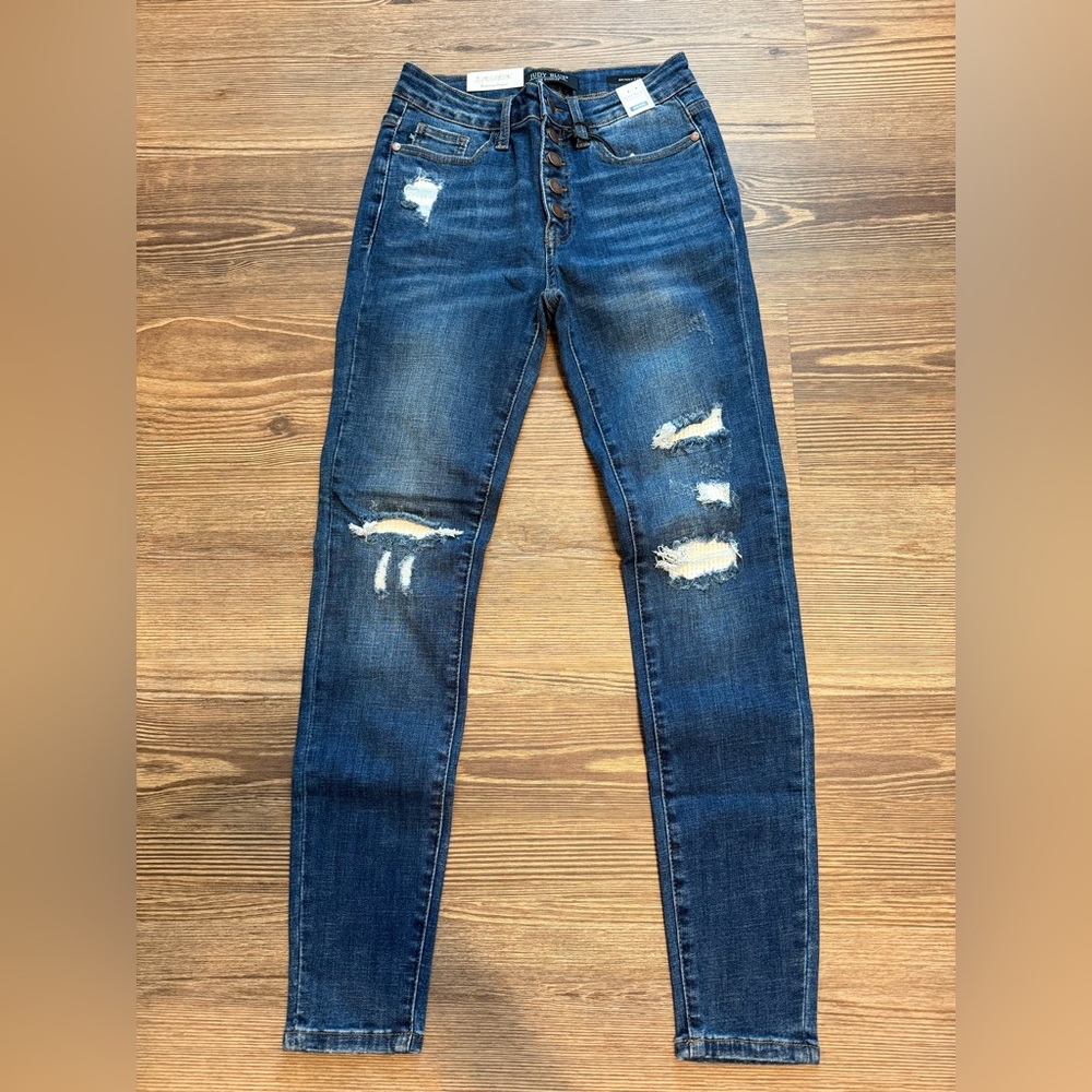 Judy Blue Skinny Distressed Blue Jeans